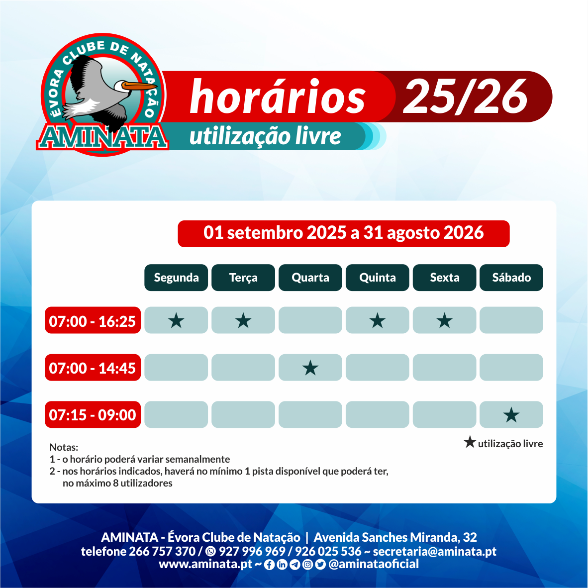 Horário Utilização Livre